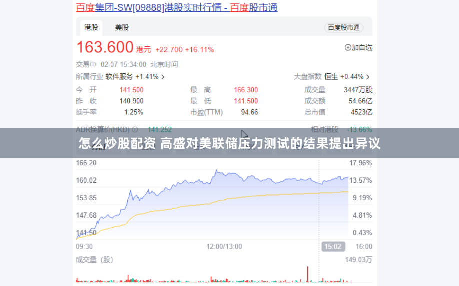 怎么炒股配资 高盛对美联储压力测试的结果提出异议